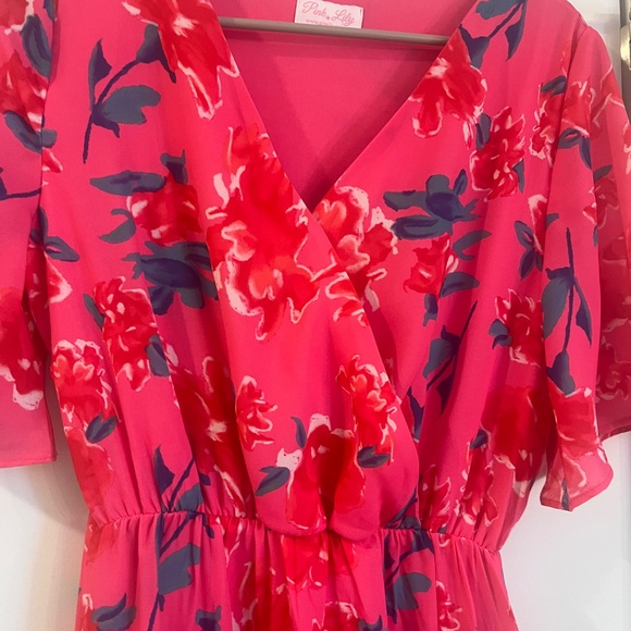 Maxi floral dress, pink women’s dress - Picture 4 of 4